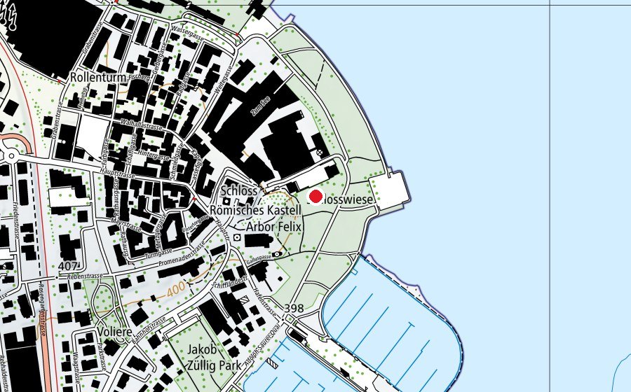 Carte indiquant l’emplacement de Spielplatz Schlosswiese (Place de jeux)