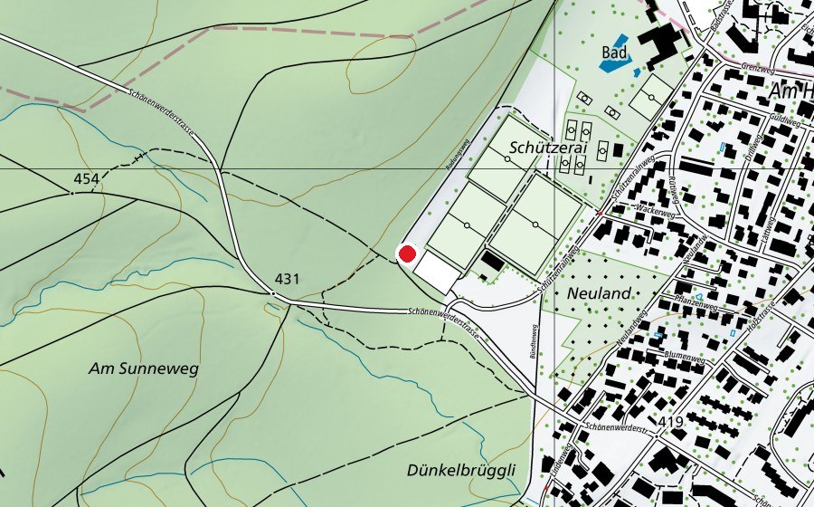 Carte indiquant l’emplacement de Spielplatz Schützenrain (Place de jeux)