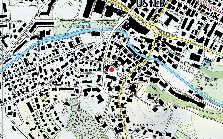 Map showing the location of Spielplatz Schulhaus Dorf (Playground)
