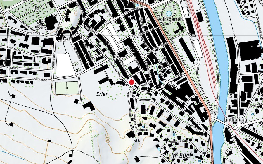 Mappa con la posizione di Spielplatz Schulhaus Glärnisch (Parco giochi)