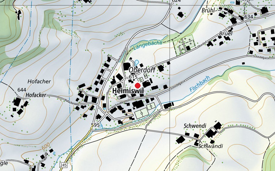 Carte indiquant l’emplacement de Spielplatz Schulhaus (Place de jeux)