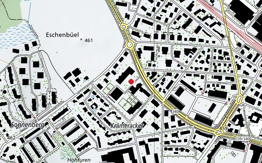 Mappa con la posizione di Spielplatz Schulhaus Krämeracker (Parco giochi)