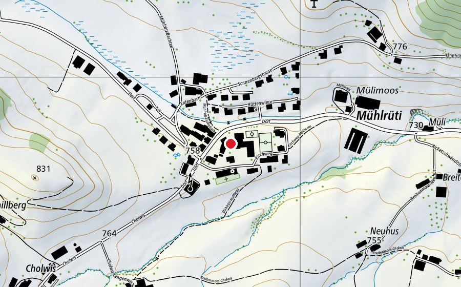 Mappa con la posizione di Spielplatz Schulhaus Mühlrüti (Parco giochi)