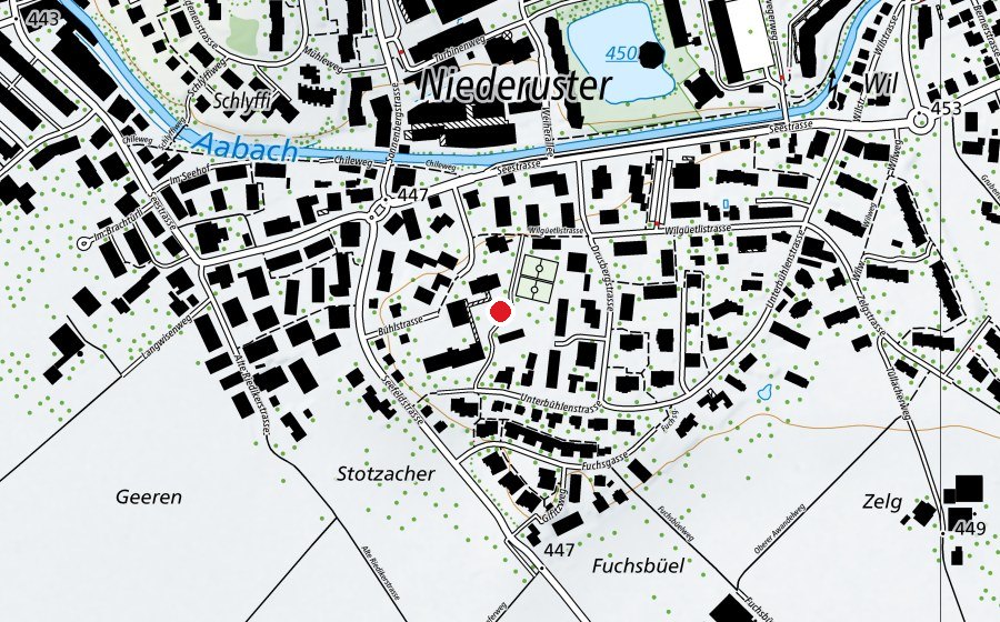 Map showing the location of Spielplatz Schulhaus Niederuster (Playground)