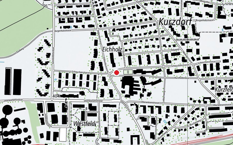 Carte indiquant l’emplacement de Spielplatz Schulhaus Oberwiesen (Place de jeux)