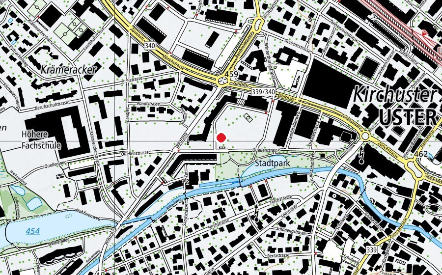 Carte indiquant l’emplacement de Spielplatz Schulhaus Pünt (Place de jeux)