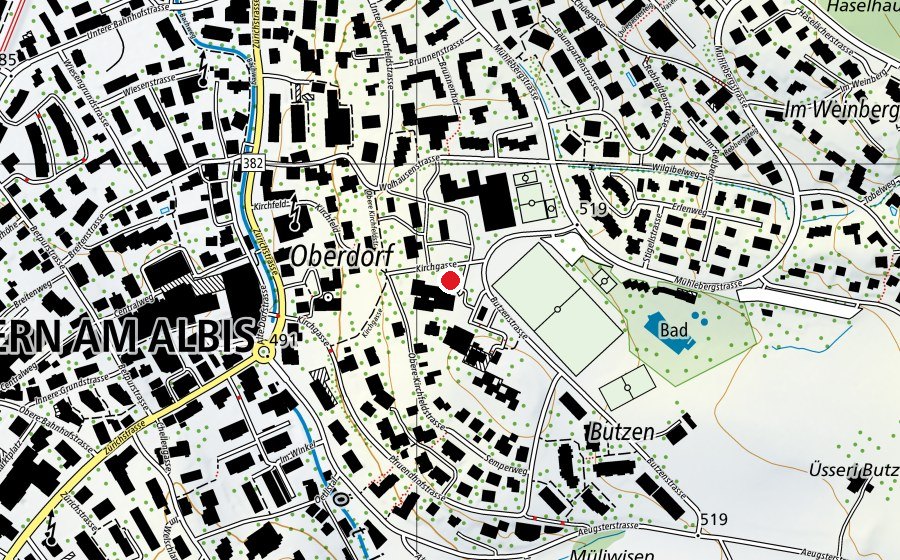 Map showing the location of Spielplatz Schulhaus Semper (Playground)
