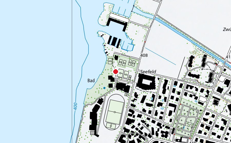 Map showing the location of Spielplatz Seeanlage / Spielwiese (Playground)