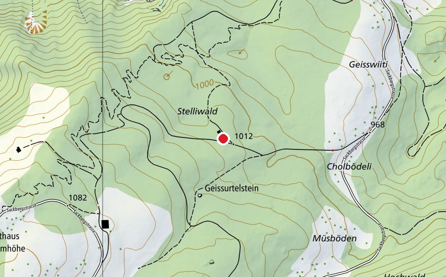 Carte indiquant l’emplacement de Spielplatz Stelliwald (Place de jeux)