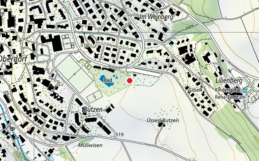 Carte indiquant l’emplacement de Spielplatz Stigeli (Place de jeux)