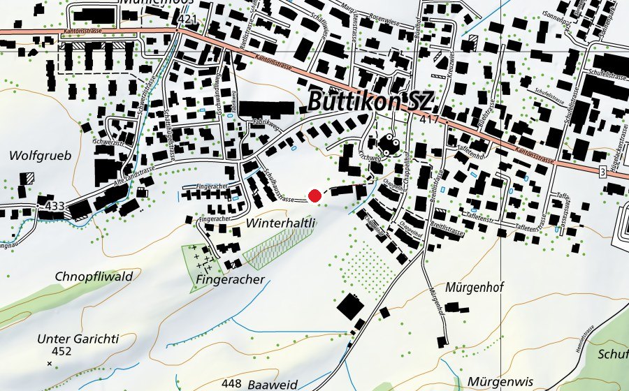 Carte indiquant l’emplacement de Spielplatz Sunnehügel (Place de jeux)