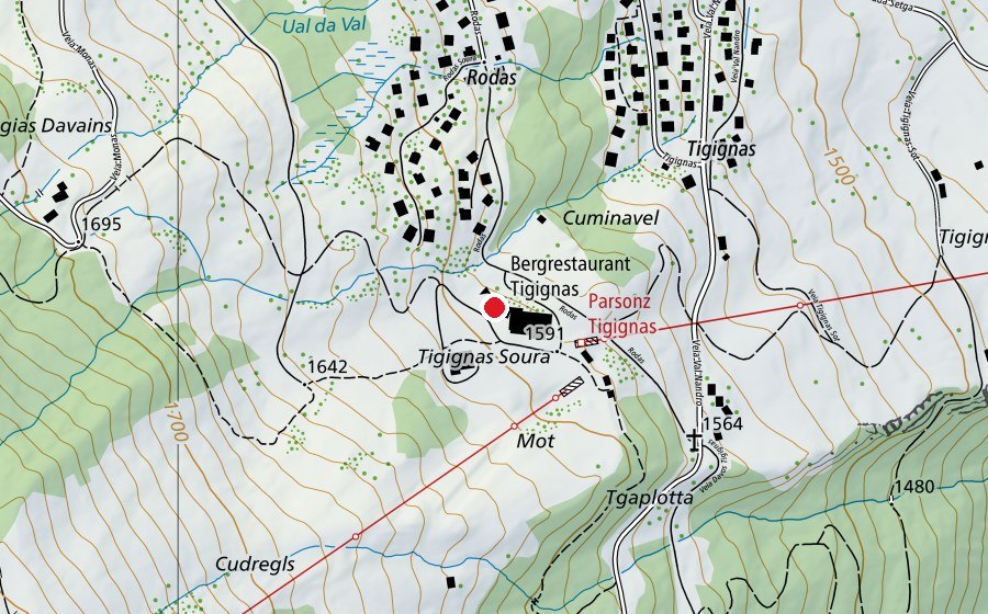 Mappa con la posizione di Spielplatz Tigignas (Parco giochi)