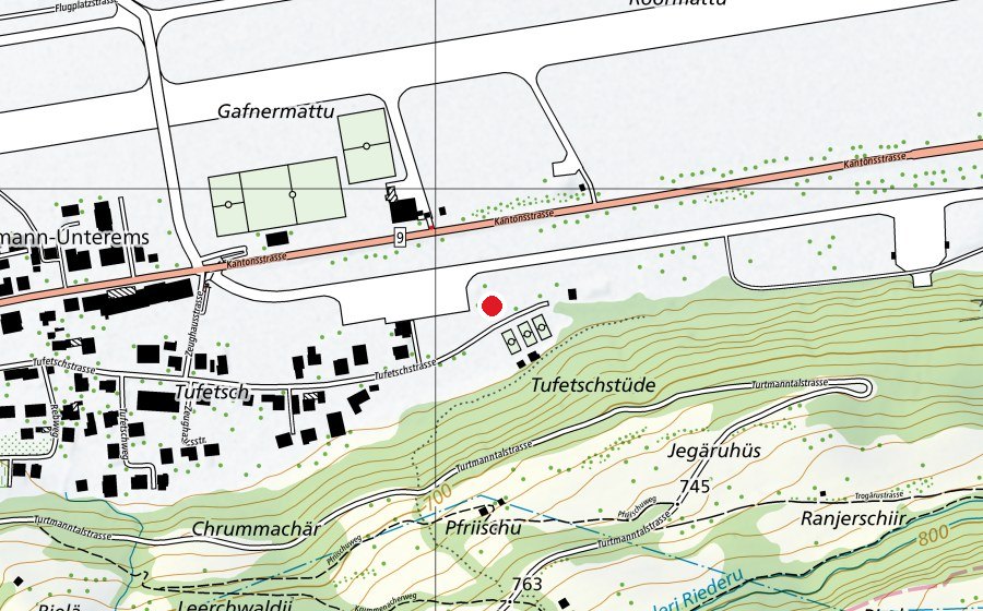 Map showing the location of Spielplatz Tufetsch (Playground)