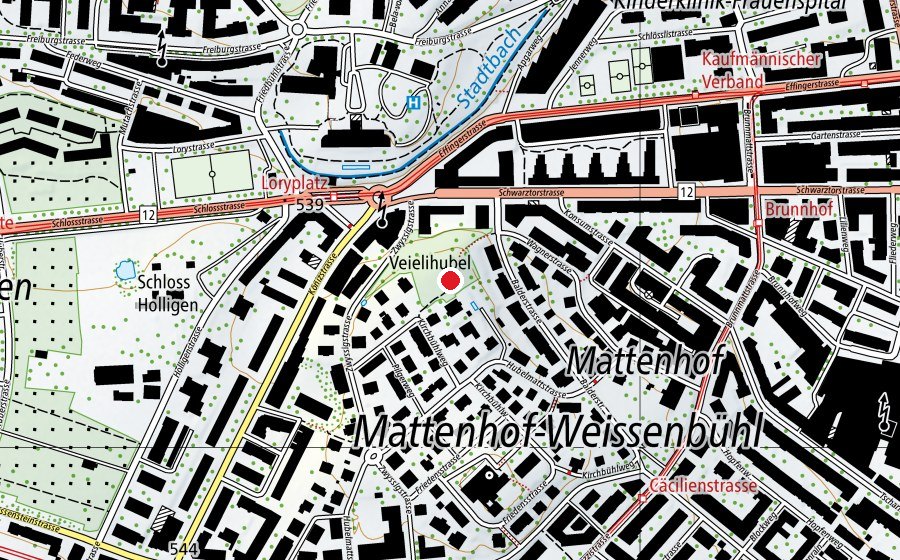Carte indiquant l’emplacement de Spielplatz Veielihubel (Place de jeux)