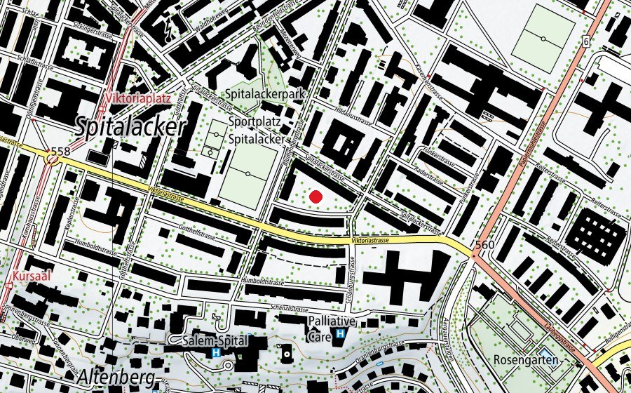 Map showing the location of Spielplatz Viktoriastrasse (Playground)