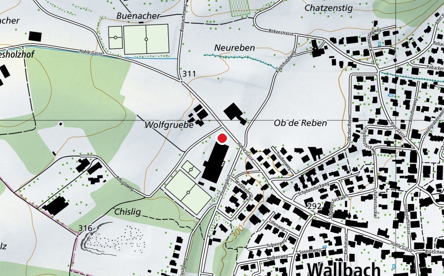 Mappa con la posizione di Spielplatz Wallbach Finstergässli (Parco giochi)