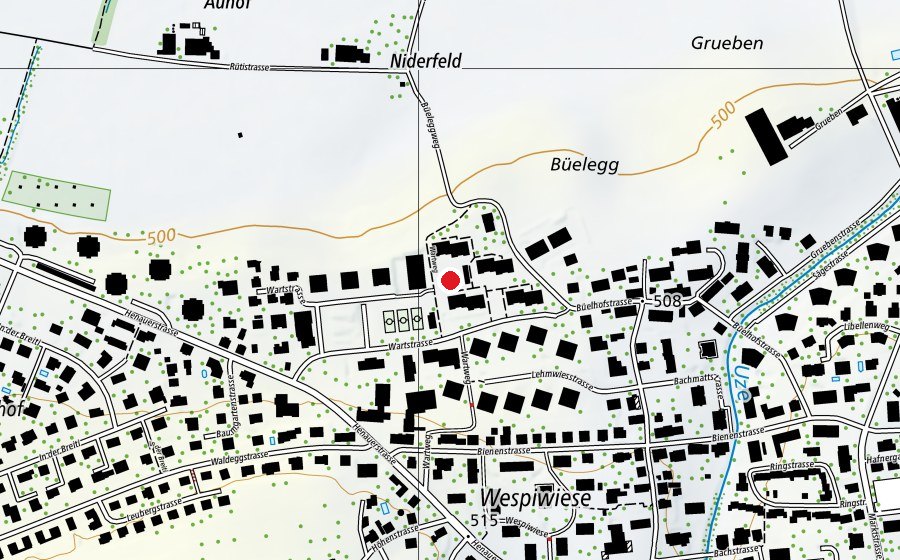 Mappa con la posizione di Spielplatz Wartweg (Parco giochi)