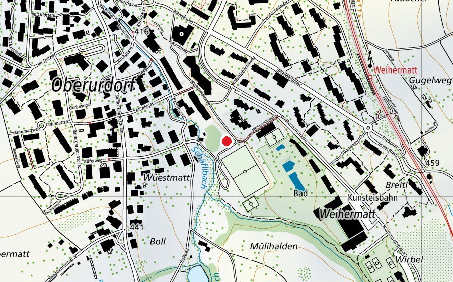 Karte mit dem Standort von Spielplatz Weihermatt (Spielplatz)