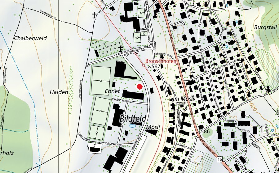Carte indiquant l’emplacement de Spielplatz (Place de jeux)