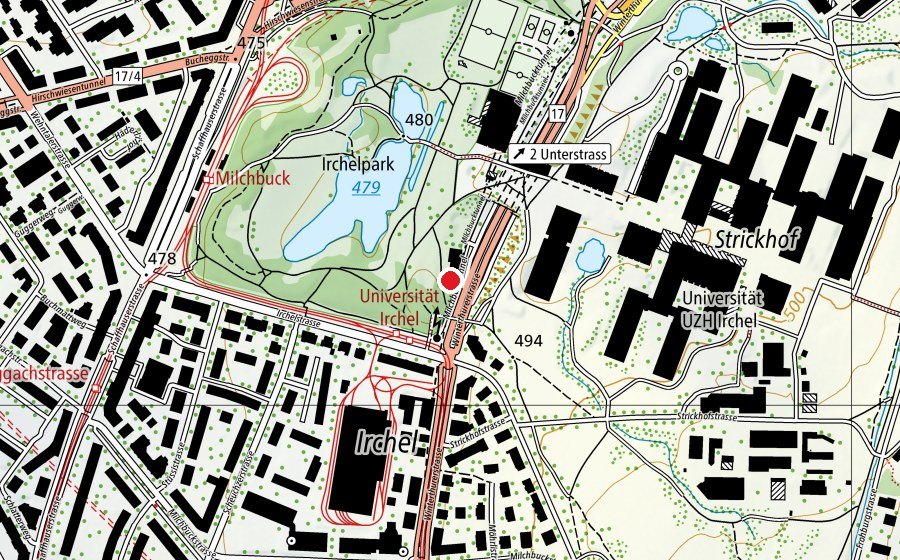 Map showing the location of Spielplatz (Playground)