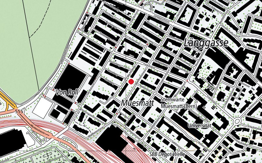 Mappa con la posizione di Spielstrasse Aebistrasse (Parco giochi)