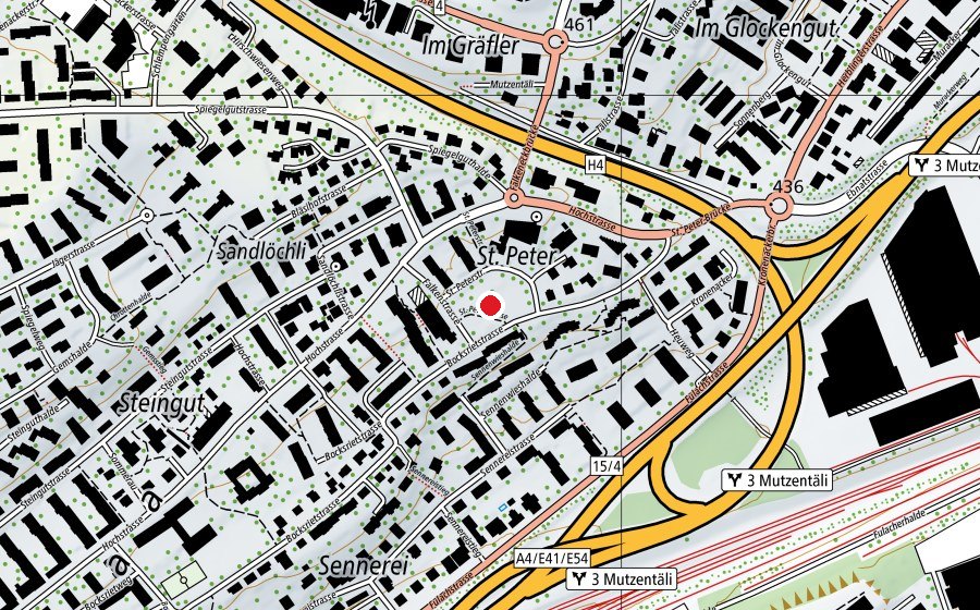 Map showing the location of Spielwiese St. Peter (Playground)