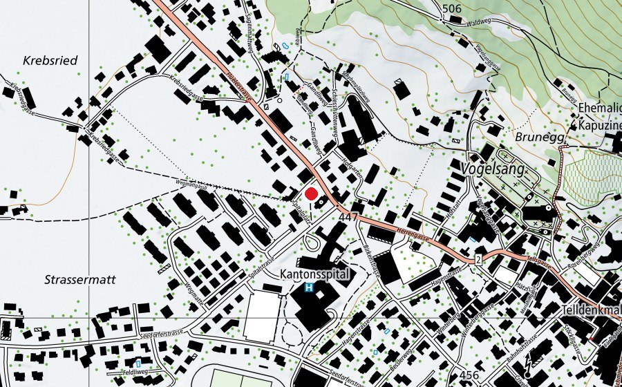 Karte mit dem Standort von Spitalplatz (Spielplatz)