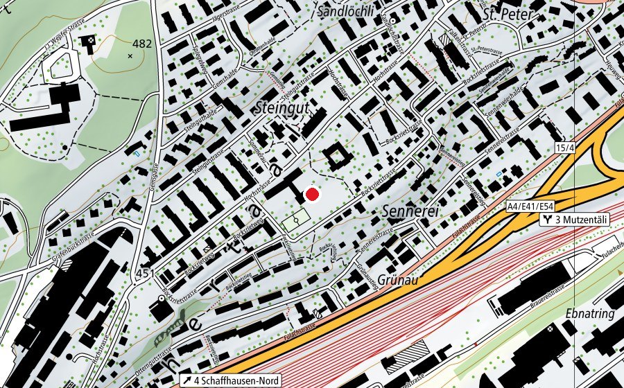 Carte indiquant l’emplacement de Steingutschulhof (Place de jeux)