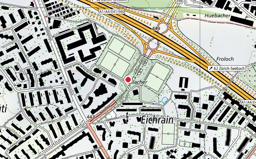 Map showing the location of Tennisanlage Eichrain (Playground)