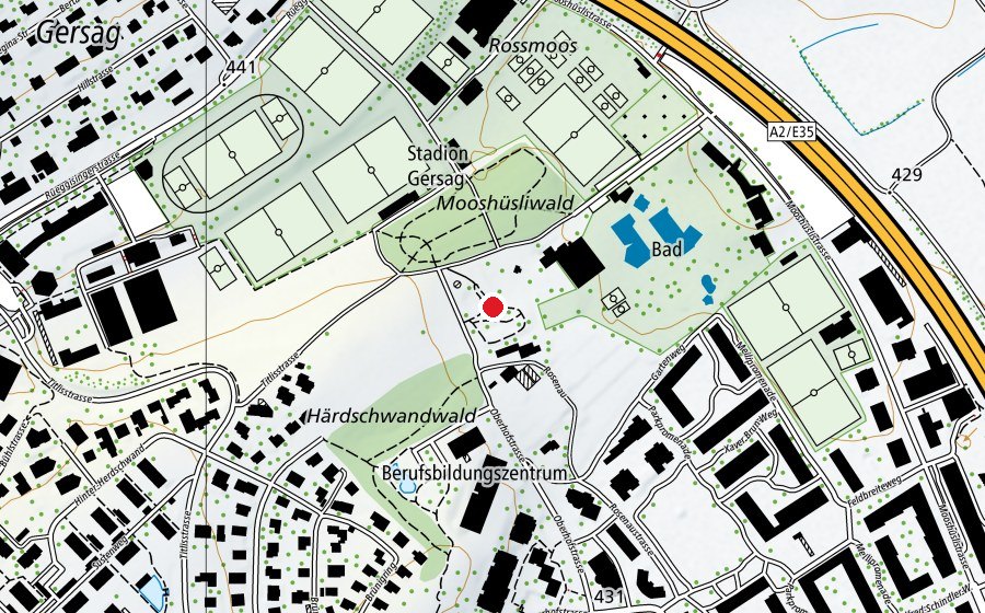 Mappa con la posizione di Themenspielplatz Emmen (Parco giochi)