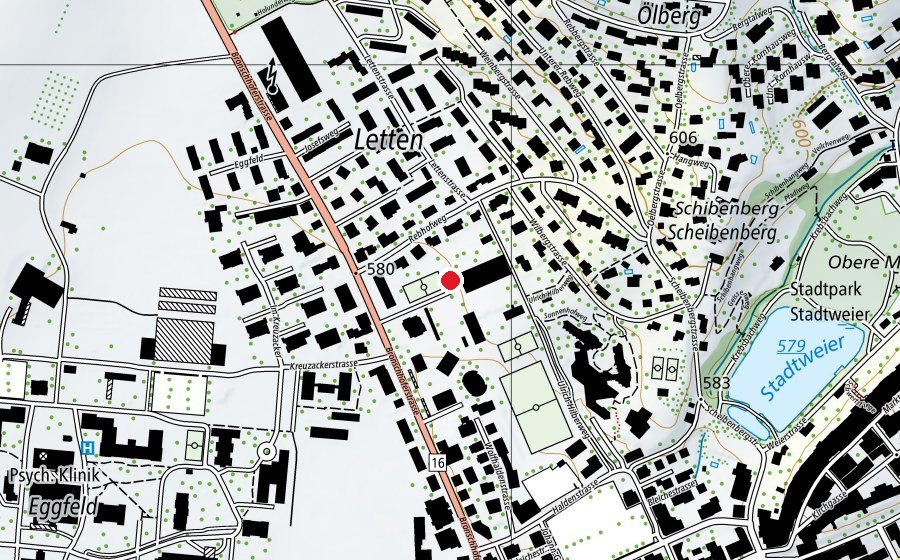Map showing the location of Tischtennis Kreuzacker (Playground)