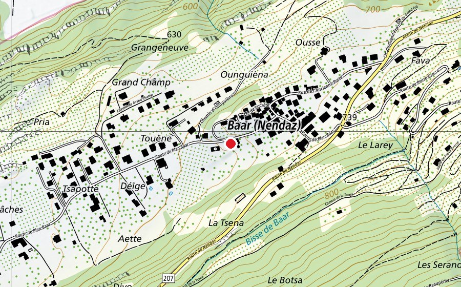 Map showing the location of tobogan (Playground)