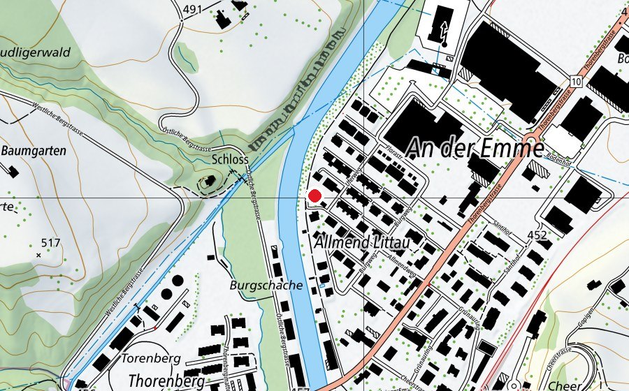 Map showing the location of Uferweg (Playground)