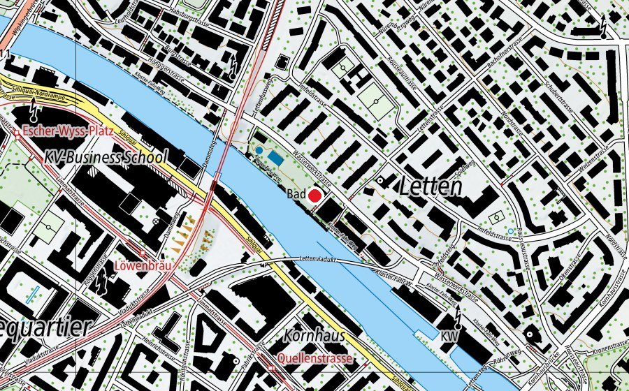 Carte indiquant l’emplacement de Unterer Letten (Place de jeux)