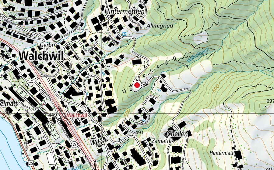 Carte indiquant l’emplacement de Usseregg (Place de jeux)