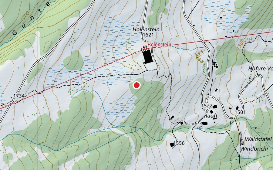 Carte indiquant l’emplacement de Waldspielplatz Holenstein (Place de jeux)