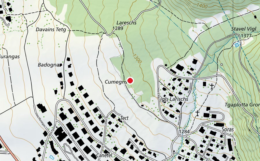 Carte indiquant l’emplacement de Waldspielplatz Lareschs (Place de jeux)