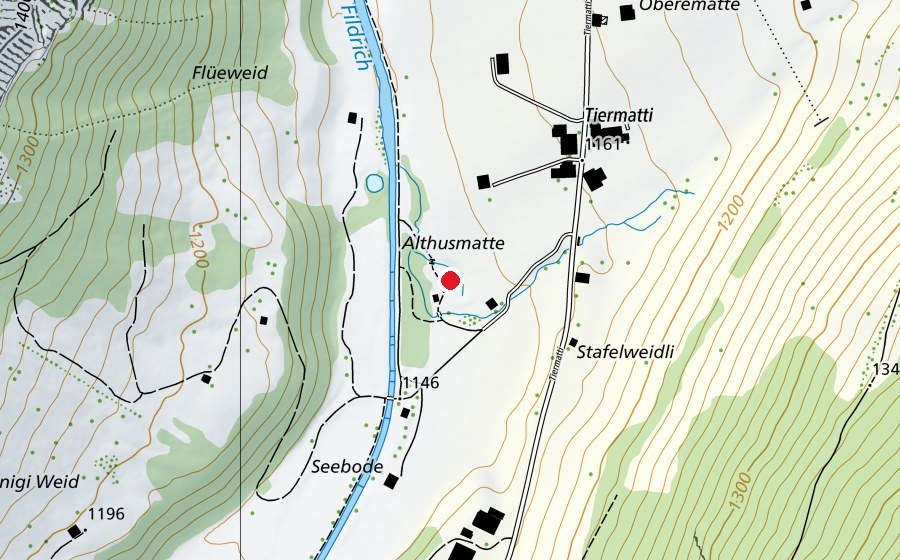 Map showing the location of Wasserspielplatz Gwunderwasser (Playground)