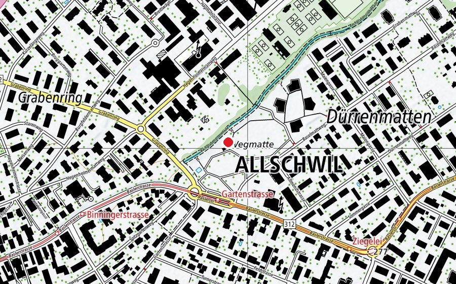 Carte indiquant l’emplacement de Wegmatten (Place de jeux)