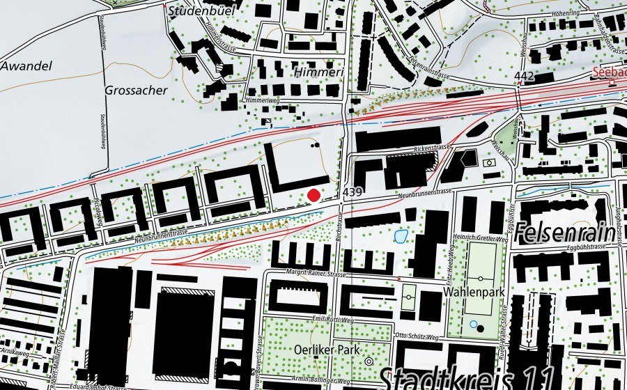 Carte indiquant l’emplacement de Werkhof Zürich Nord (Place de jeux)