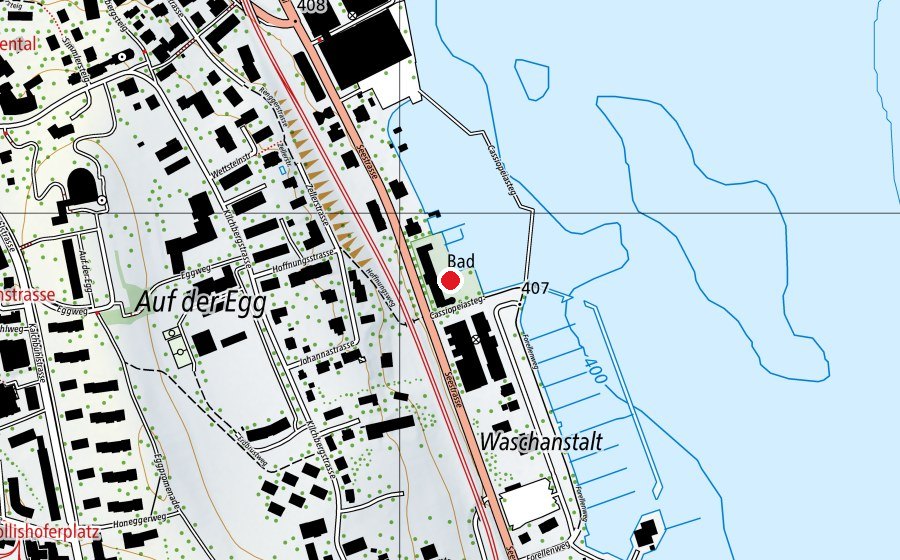 Map showing the location of Wollishofen Strandbad (Playground)