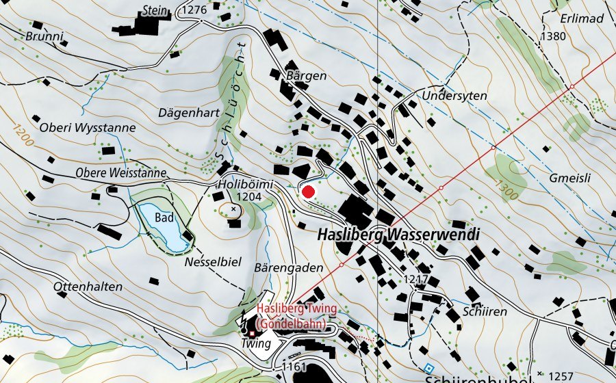 Map showing the location of Zwergenspielplatz im Schööri (Playground)