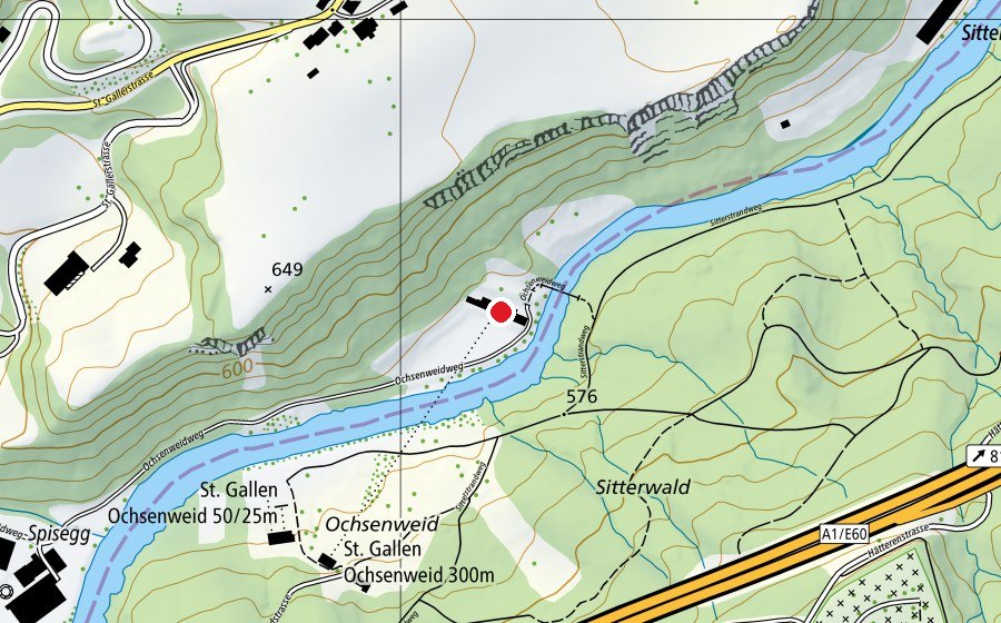 Carte indiquant l’emplacement de 300m Scheibenstand (Centre sportif)