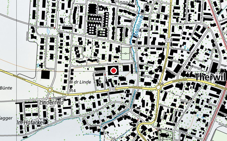 Map showing the location of 99er-Sporthalle (Sports centre)