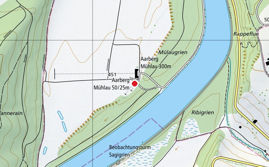 Carte indiquant l’emplacement de Aarberg Mühlau 50/25 m (Centre sportif)