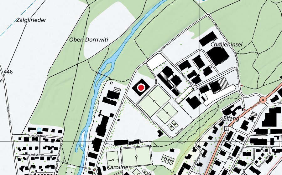 Mappa con la posizione di AArfit (Centro sportivo)
