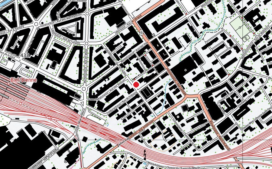 Map showing the location of Aikido Schule Biel-Bienne (Sports centre)