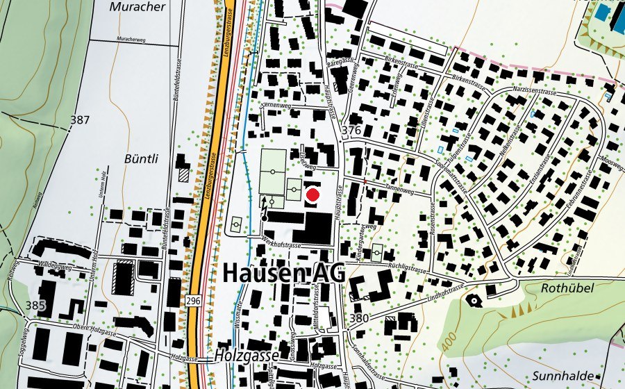 Carte indiquant l’emplacement de alte Mehrzweckhalle (Centre sportif)