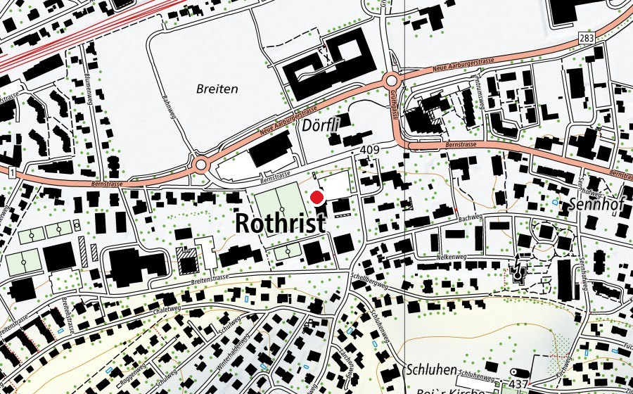 Map showing the location of Alte Turnhalle Dörfli (Sports centre)