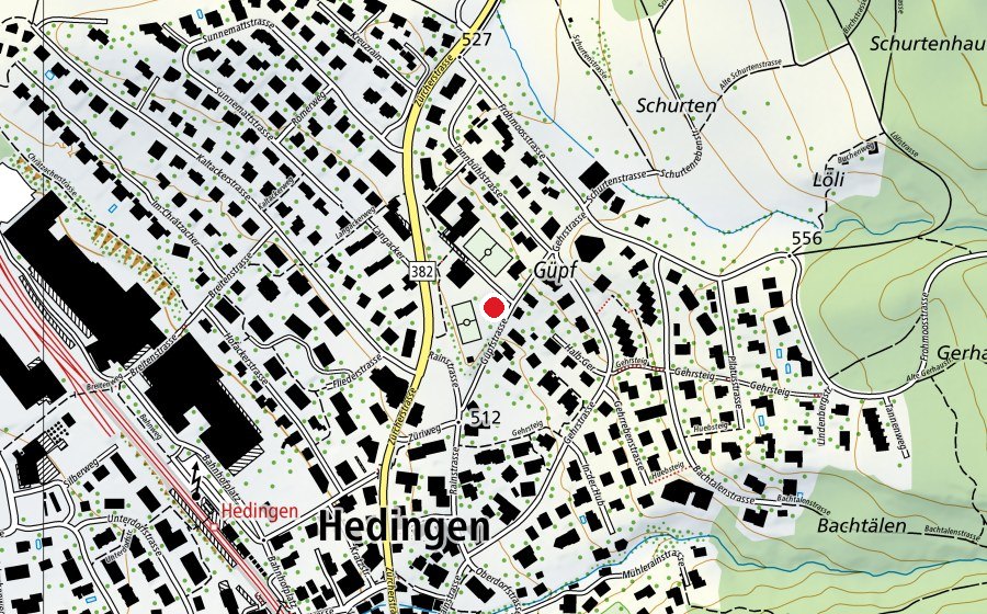 Mappa con la posizione di Alte Turnhalle Güpf (Centro sportivo)